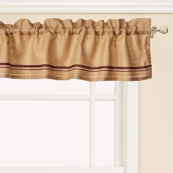⭐ Love Offers! New Raghu Home Red Wheat Burlap Valance Lined 72" x 15.5" - Picture 2 of 3